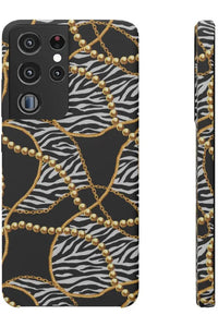 Groove Designer Collection (Black and White Animal Print Swirl + Pearls) Snap Phone Case