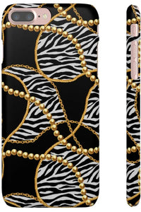 Groove Designer Collection (Black and White Animal Print Swirl + Pearls) Snap Phone Case