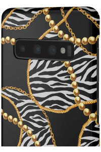 Groove Designer Collection (Black and White Animal Print Swirl + Pearls) Snap Phone Case