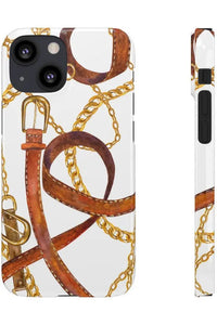 Groove Designer Collection (Gold + Leather on White) Snap Phone Case