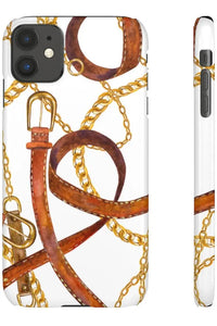 Groove Designer Collection (Gold + Leather on White) Snap Phone Case