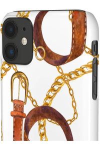 Groove Designer Collection (Gold + Leather on White) Snap Phone Case