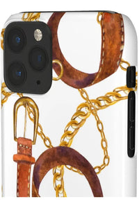 Groove Designer Collection (Gold + Leather on White) Snap Phone Case