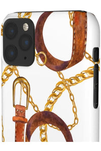 Groove Designer Collection (Gold + Leather on White) Snap Phone Case