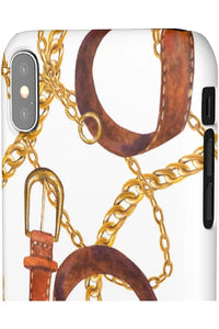 Groove Designer Collection (Gold + Leather on White) Snap Phone Case