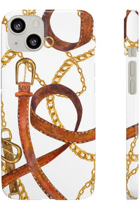 Groove Designer Collection (Gold + Leather on White) Snap Phone Case