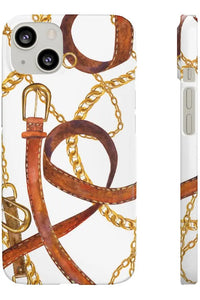 Groove Designer Collection (Gold + Leather on White) Snap Phone Case