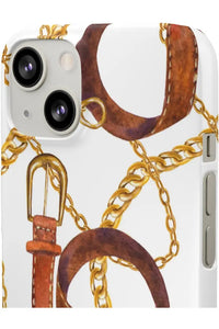 Groove Designer Collection (Gold + Leather on White) Snap Phone Case