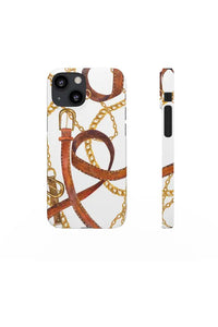 Groove Designer Collection (Gold + Leather on White) Snap Phone Case