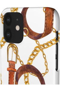 Groove Designer Collection (Gold + Leather on White) Snap Phone Case