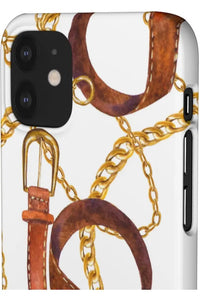 Groove Designer Collection (Gold + Leather on White) Snap Phone Case