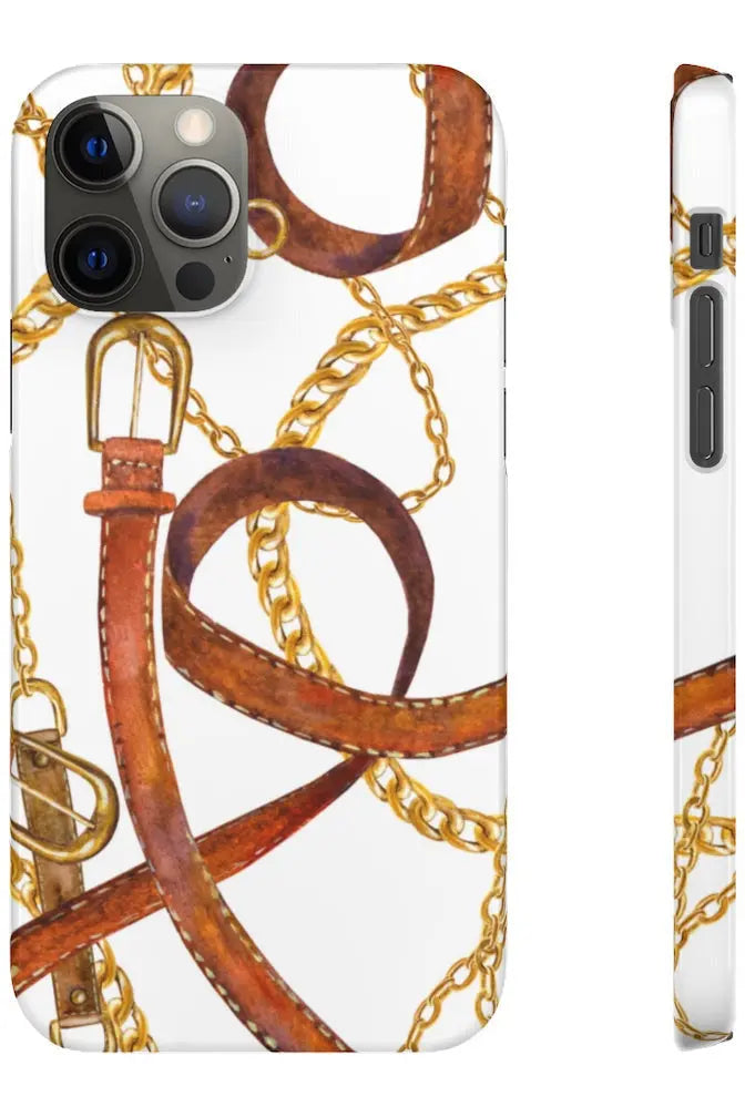 Groove Designer Collection (Gold + Leather on White) Snap Phone Case