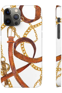 Groove Designer Collection (Gold + Leather on White) Snap Phone Case