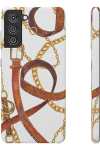 Groove Designer Collection (Gold + Leather on White) Snap Phone Case