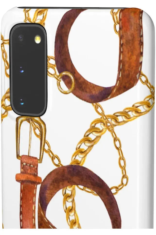 Groove Designer Collection (Gold + Leather on White) Snap Phone Case