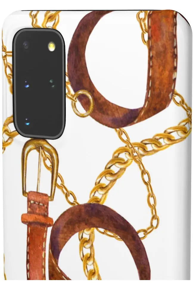 Groove Designer Collection (Gold + Leather on White) Snap Phone Case