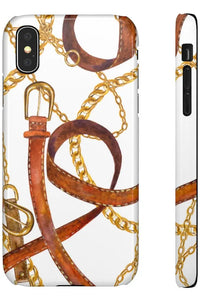 Groove Designer Collection (Gold + Leather on White) Snap Phone Case