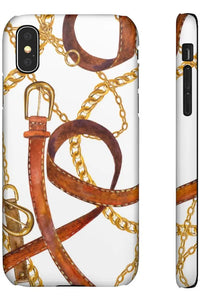 Groove Designer Collection (Gold + Leather on White) Snap Phone Case