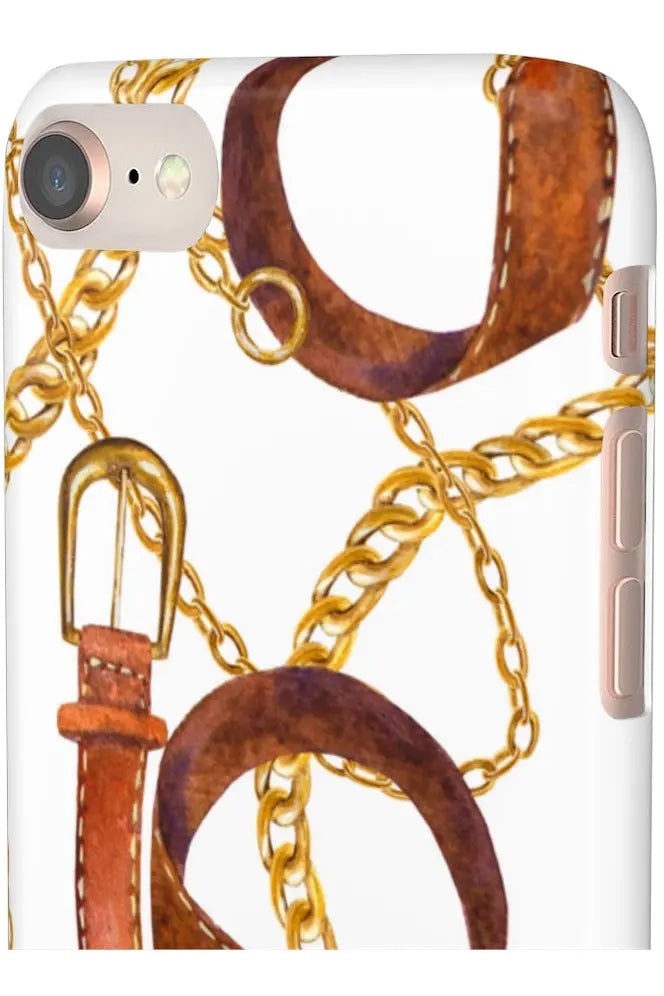 Groove Designer Collection (Gold + Leather on White) Snap Phone Case