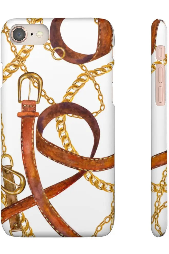 Groove Designer Collection (Gold + Leather on White) Snap Phone Case