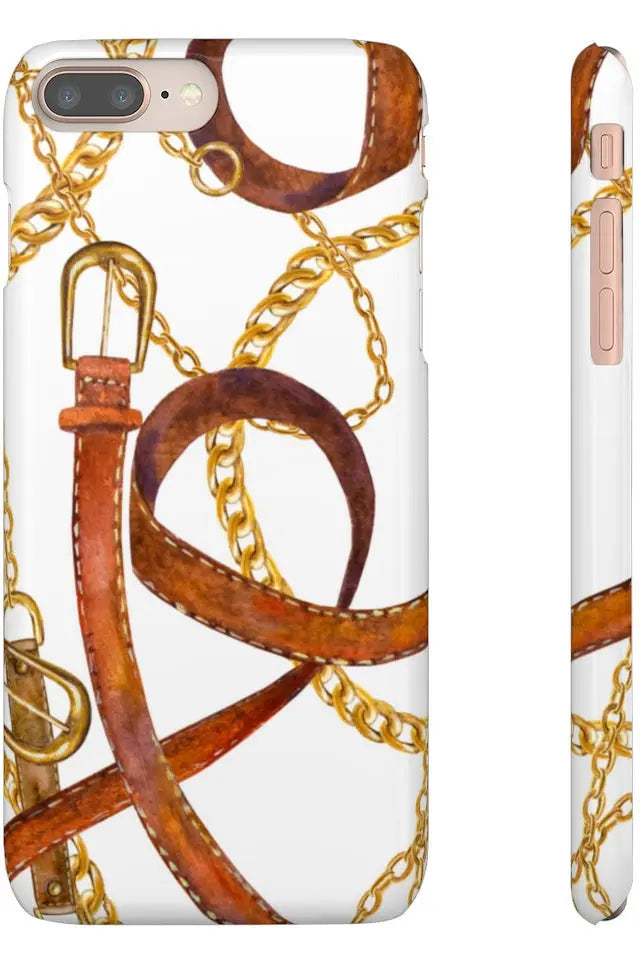 Groove Designer Collection (Gold + Leather on White) Snap Phone Case