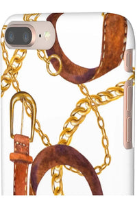 Groove Designer Collection (Gold + Leather on White) Snap Phone Case