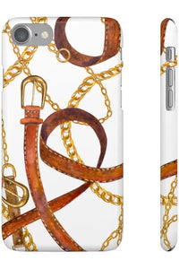 Groove Designer Collection (Gold + Leather on White) Snap Phone Case