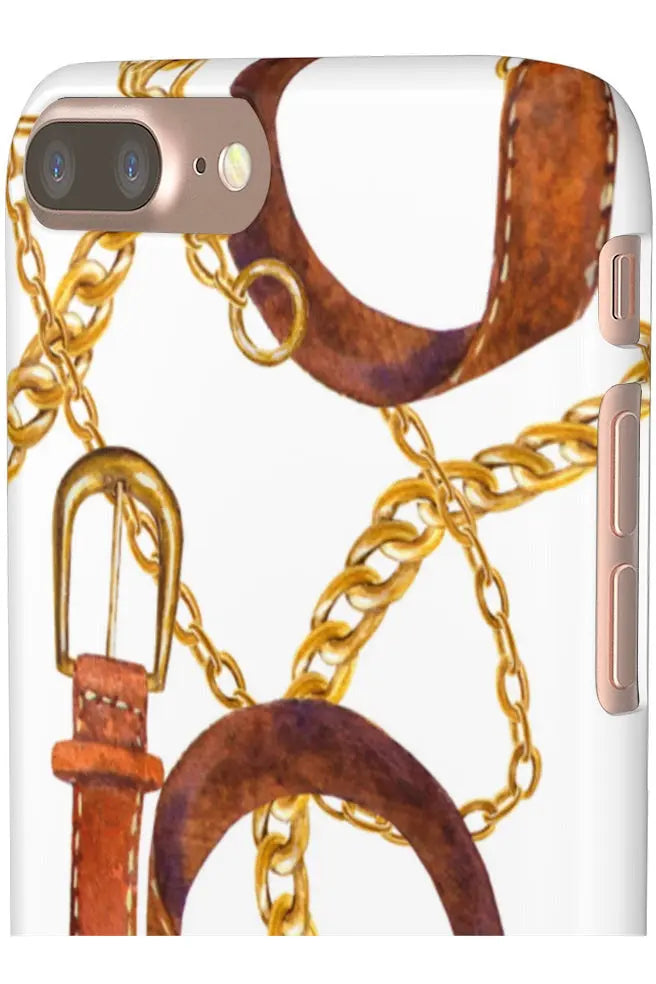 Groove Designer Collection (Gold + Leather on White) Snap Phone Case