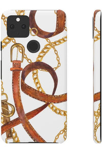 Groove Designer Collection (Gold + Leather on White) Snap Phone Case