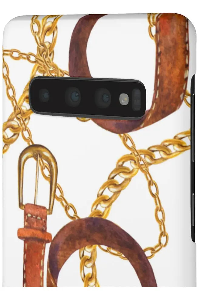 Groove Designer Collection (Gold + Leather on White) Snap Phone Case