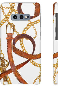 Groove Designer Collection (Gold + Leather on White) Snap Phone Case