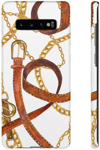 Groove Designer Collection (Gold + Leather on White) Snap Phone Case