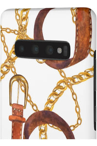 Groove Designer Collection (Gold + Leather on White) Snap Phone Case