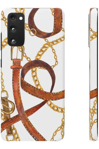 Groove Designer Collection (Gold + Leather on White) Snap Phone Case