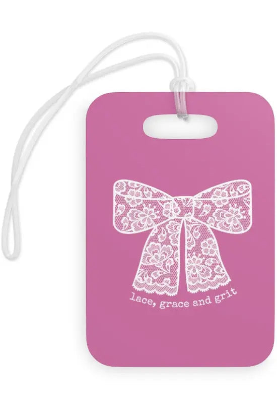 LACE AND GRACE (Large Bow) Dark Pink Luggage Tag