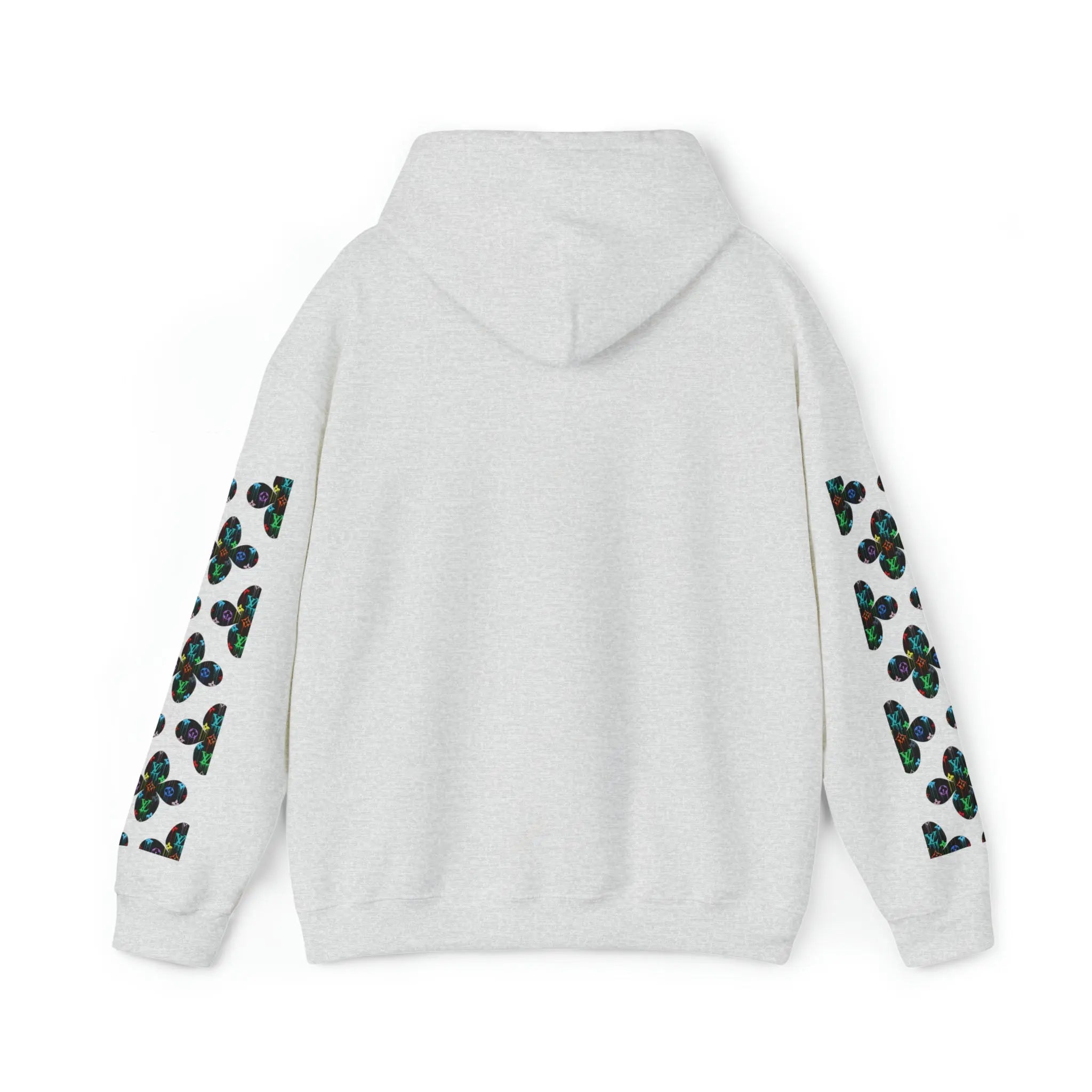  Multi-Colour Dripping Icons Flower with Sleeve Print Unisex Heavy Blend Hooded Sweatshirt Hoodie