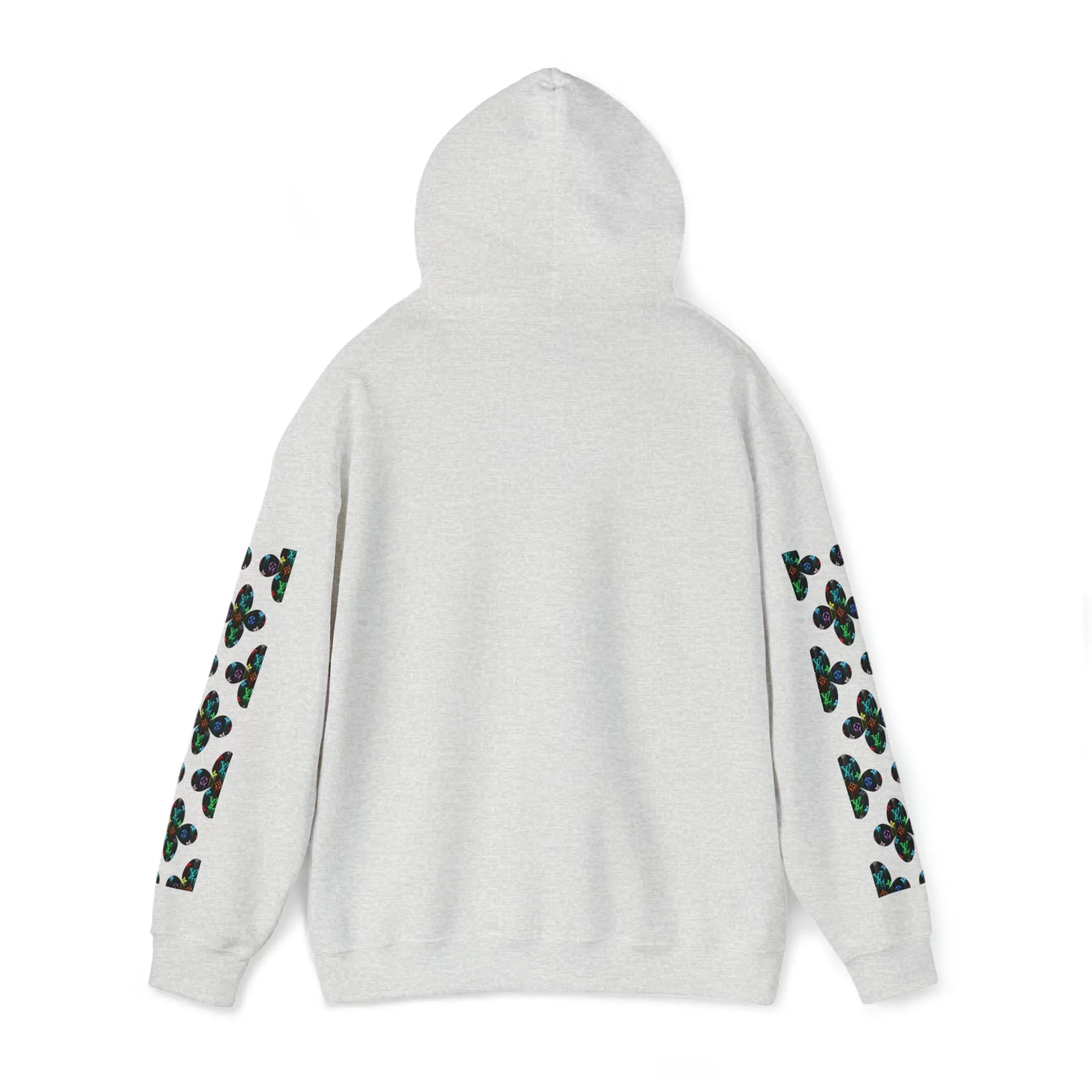  Multi-Colour Dripping Icons Flower with Sleeve Print Unisex Heavy Blend Hooded Sweatshirt Hoodie