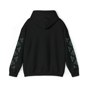  Multi-Colour Dripping Icons Flower with Sleeve Print Unisex Heavy Blend Hooded Sweatshirt Hoodie