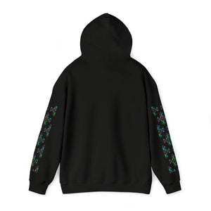  Multi-Colour Dripping Icons Flower with Sleeve Print Unisex Heavy Blend Hooded Sweatshirt Hoodie