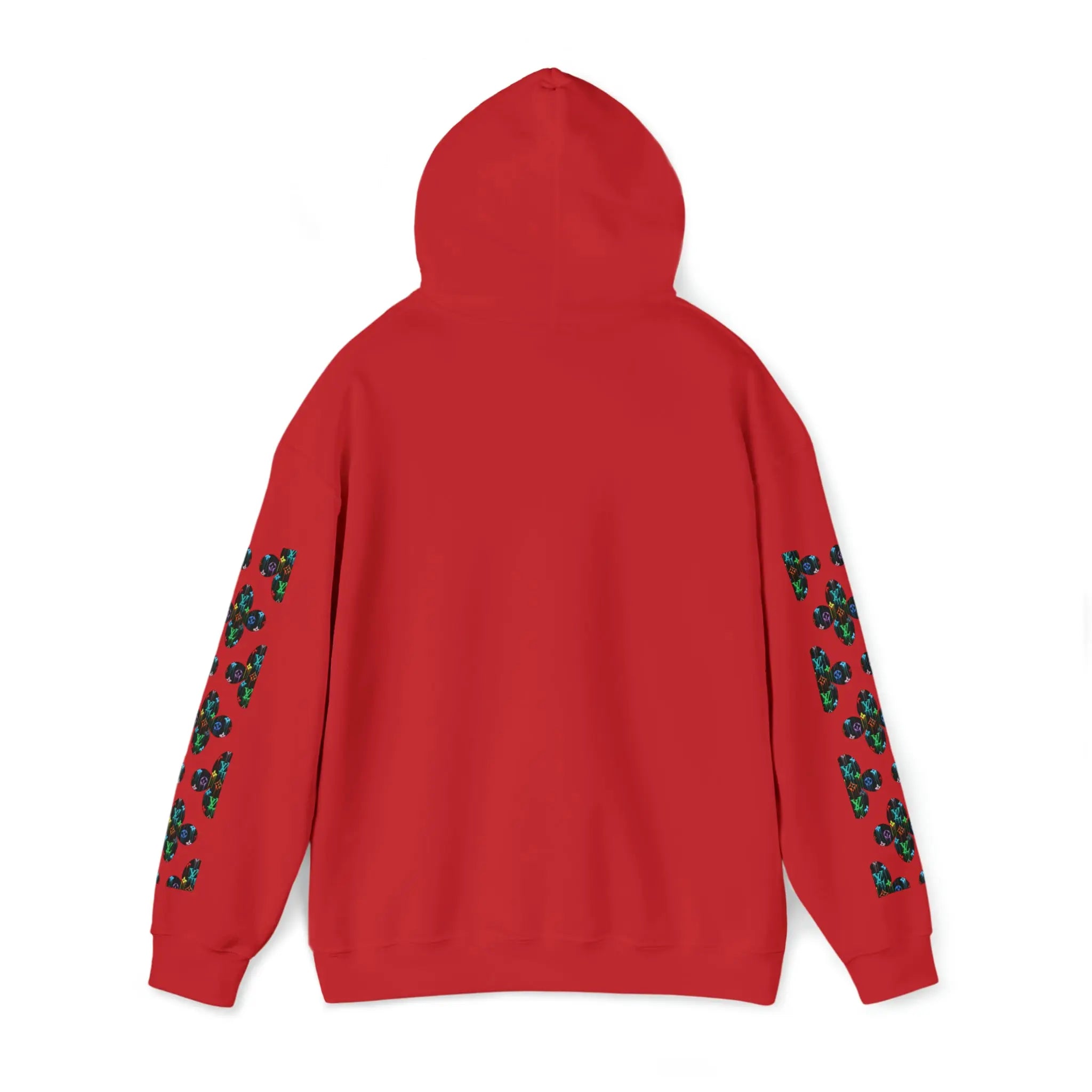  Multi-Colour Dripping Icons Flower with Sleeve Print Unisex Heavy Blend Hooded Sweatshirt Hoodie