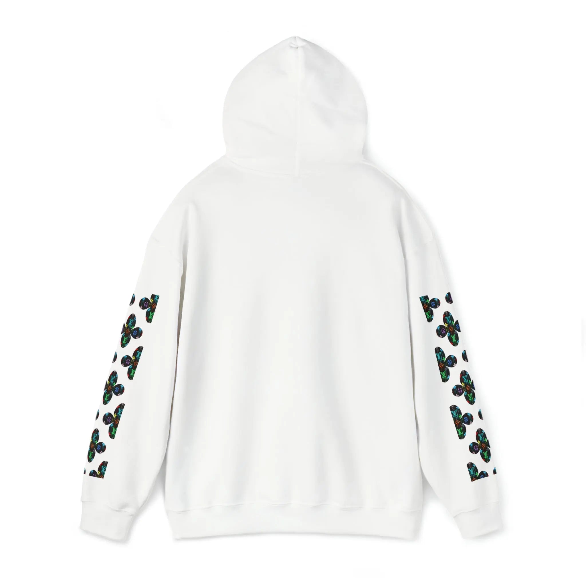  Multi-Colour Dripping Icons Flower with Sleeve Print Unisex Heavy Blend Hooded Sweatshirt Hoodie