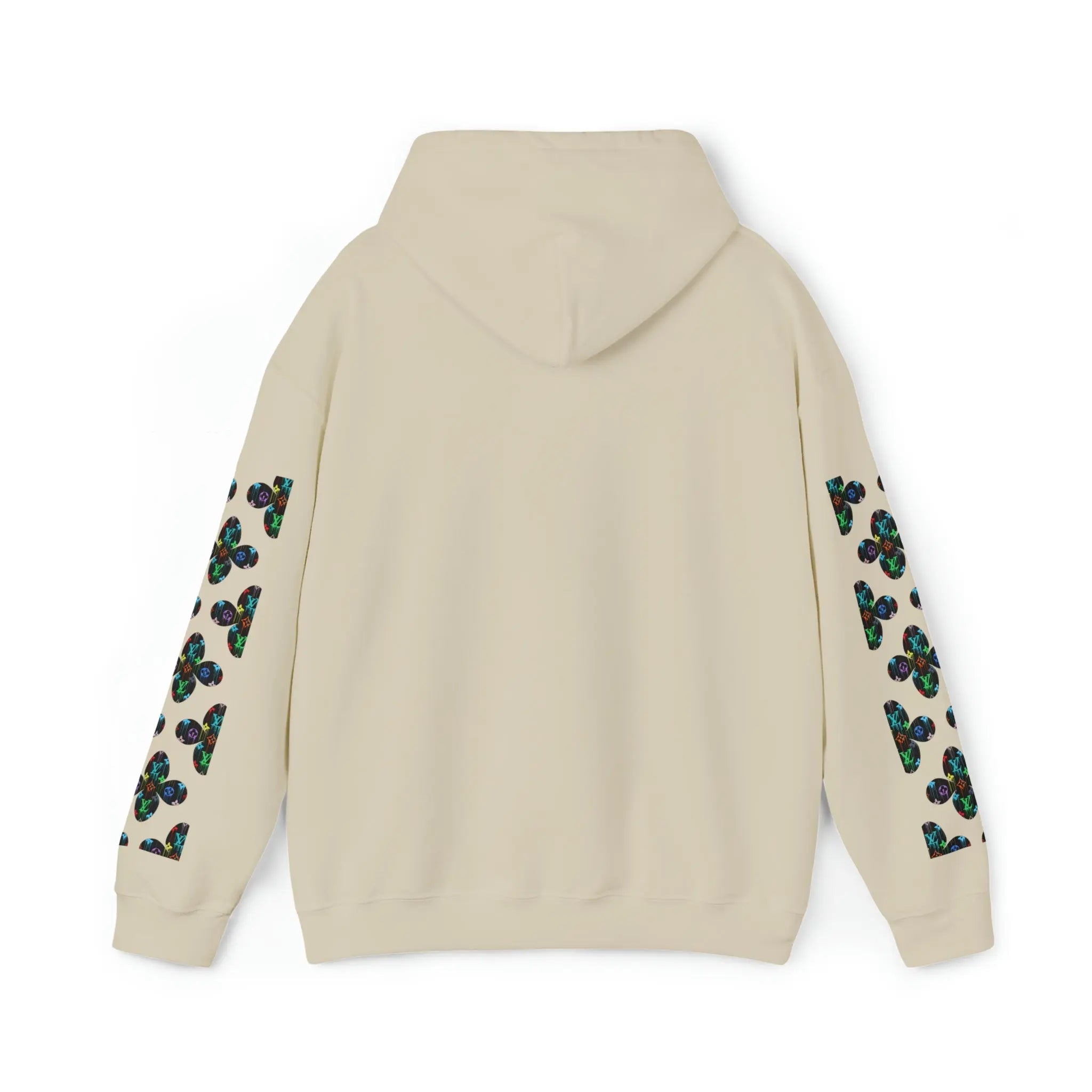  Multi-Colour Dripping Icons Flower with Sleeve Print Unisex Heavy Blend Hooded Sweatshirt Hoodie