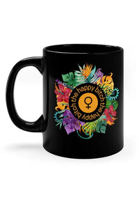 THE HAPPY BITCH (Golden) Flower Power 11oz Black Coffee Mug Mug