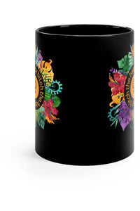 THE HAPPY BITCH (Golden) Flower Power 11oz Black Coffee Mug Mug