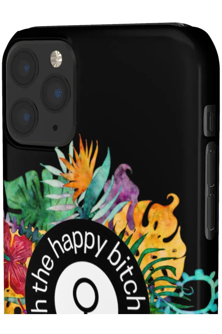 THE HAPPY BITCH (Pitch Black) Flower Power Pro-Aging Feminist Snap Phone Case