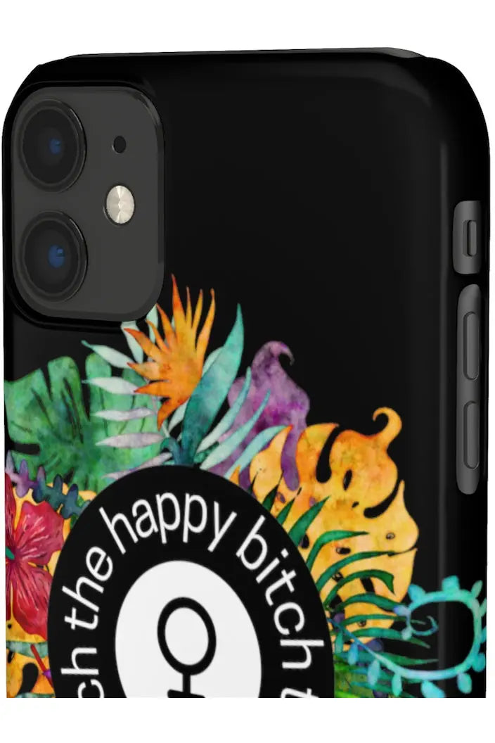 THE HAPPY BITCH (Pitch Black) Flower Power Pro-Aging Feminist Snap Phone Case