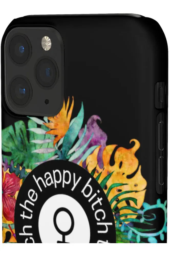 THE HAPPY BITCH (Pitch Black) Flower Power Pro-Aging Feminist Snap Phone Case