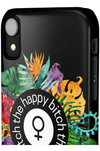 THE HAPPY BITCH (Pitch Black) Flower Power Pro-Aging Feminist Snap Phone Case