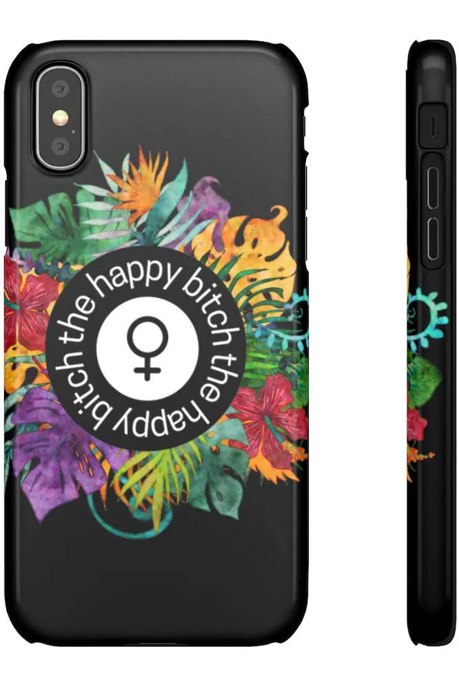 THE HAPPY BITCH (Pitch Black) Flower Power Pro-Aging Feminist Snap Phone Case