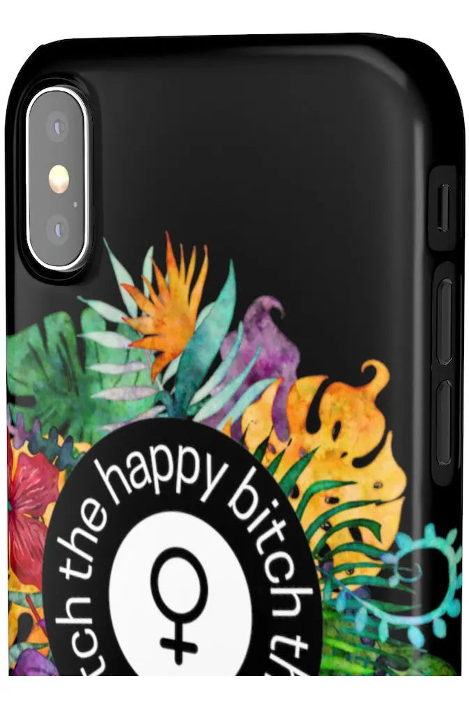 THE HAPPY BITCH (Pitch Black) Flower Power Pro-Aging Feminist Snap Phone Case